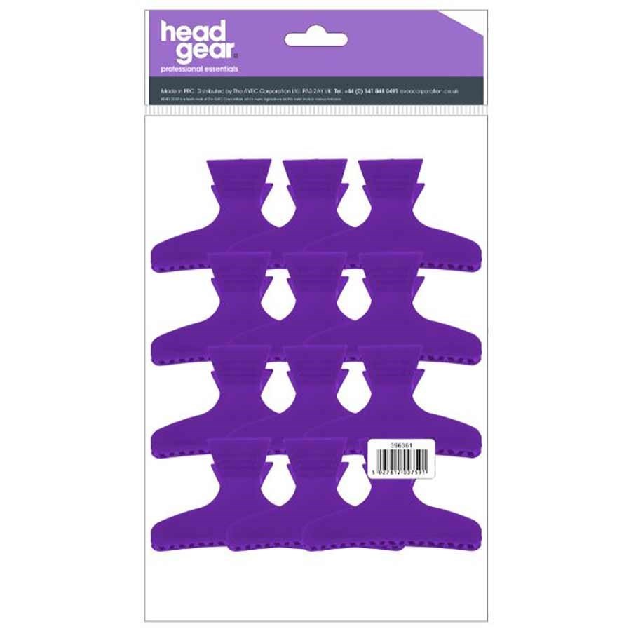 Head Gear Butterfly Clips - Purple - 12 Pack