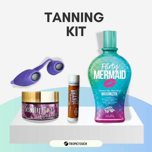 Flirty Mermaid Tanning Kit, Flirty Mermaid Bottle, Goggles, Lip Balm & Face Pot Bundle