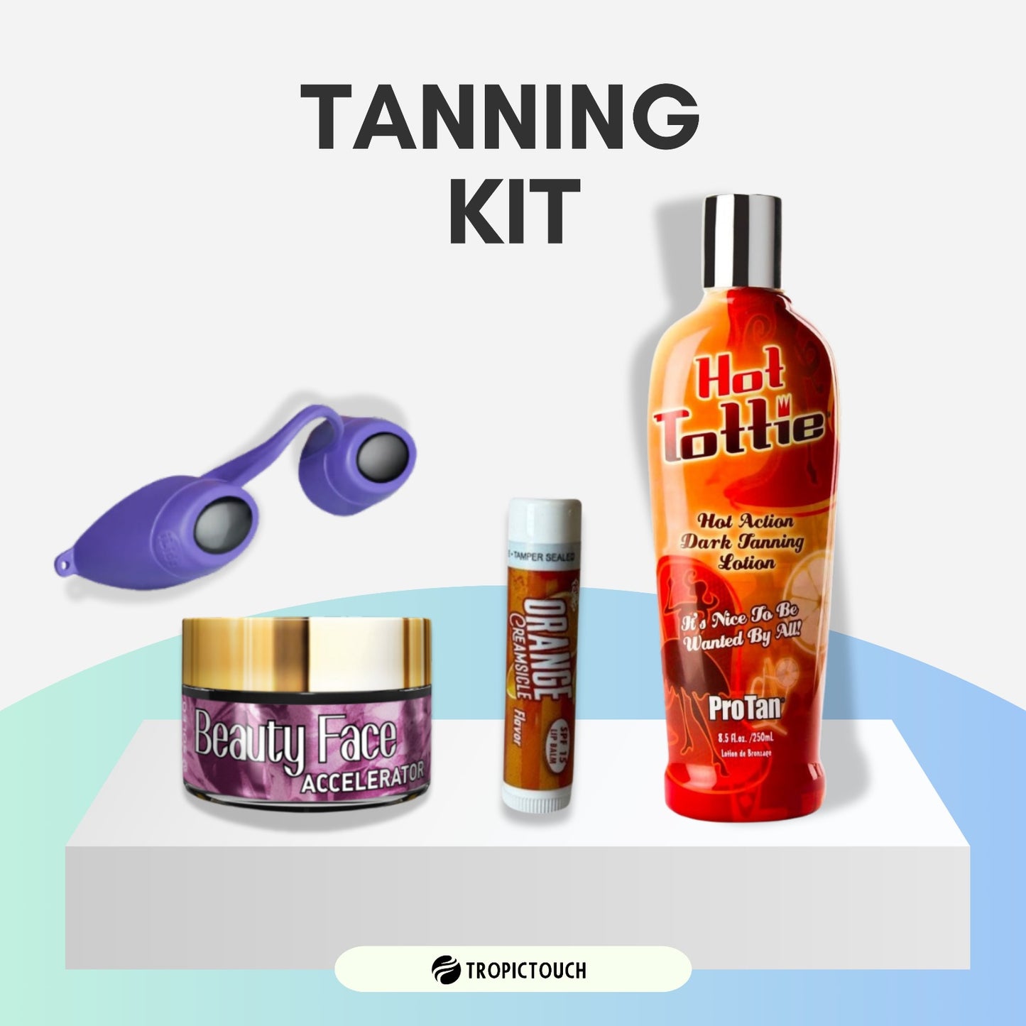 Hot Tottie Tanning Kit - Hot Tottie Bottle, Goggles, Lip Balm & Face Pot Bundle