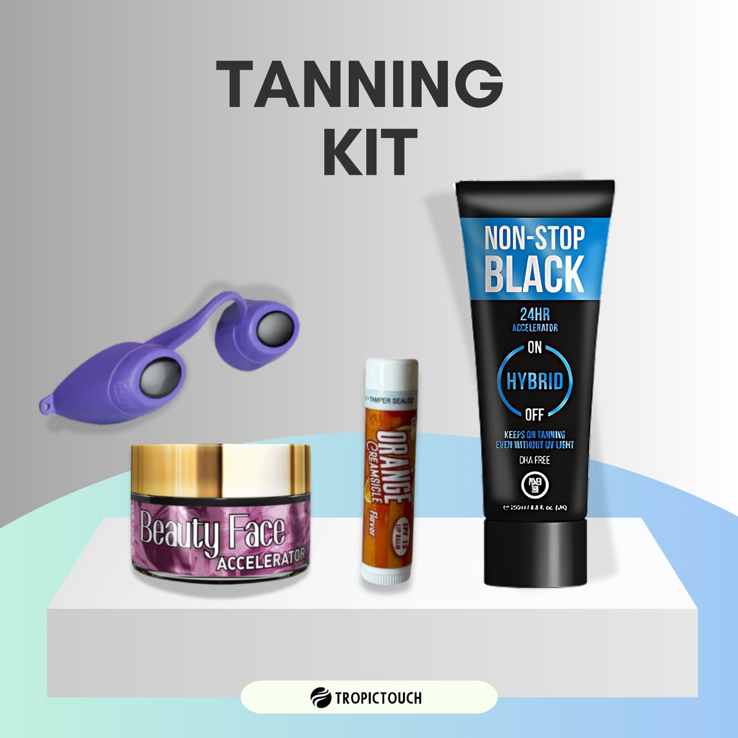 Non-Stop Black Tanning Kit - Non-Stop Black Bottle, Goggles, Lip Balm & Face Pot Bundle