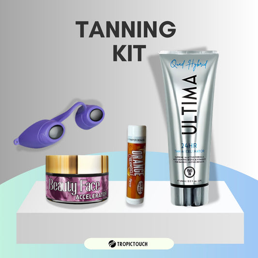 Ultima Tanning Kit - Ultima Quad Hybrid Accelerator, Goggles, Lip Balm & Face Pot Bundle