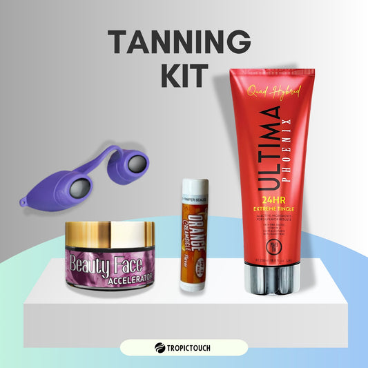 Ultima Tingle Tanning Kit - Ultima Quad Hybrid Phoenix 24Hr Extreme Tingle Bottle, Lip Goggles, Lip Balm & Face Pot Bundle